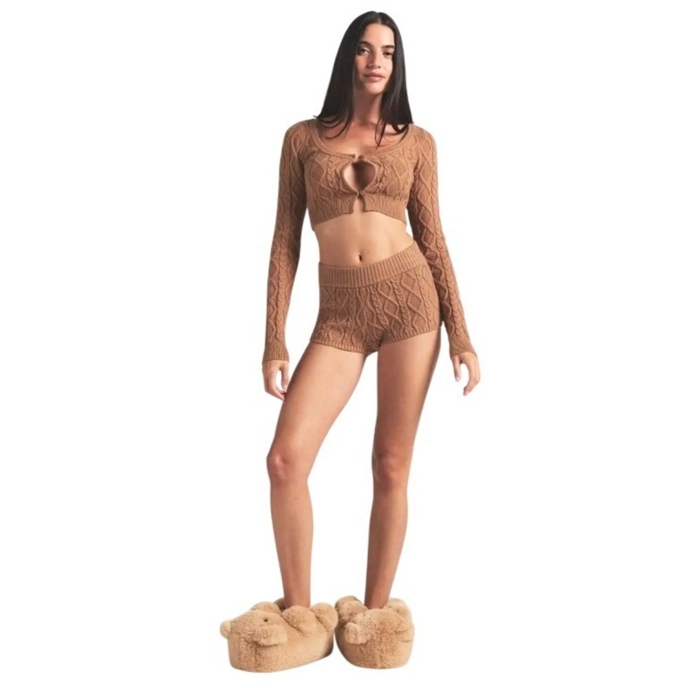 Skims Teddy Bear Slippers Light Brown FW-SLP-7964W Faux Fur Plush Slides Size 37 - Picture 4 of 4